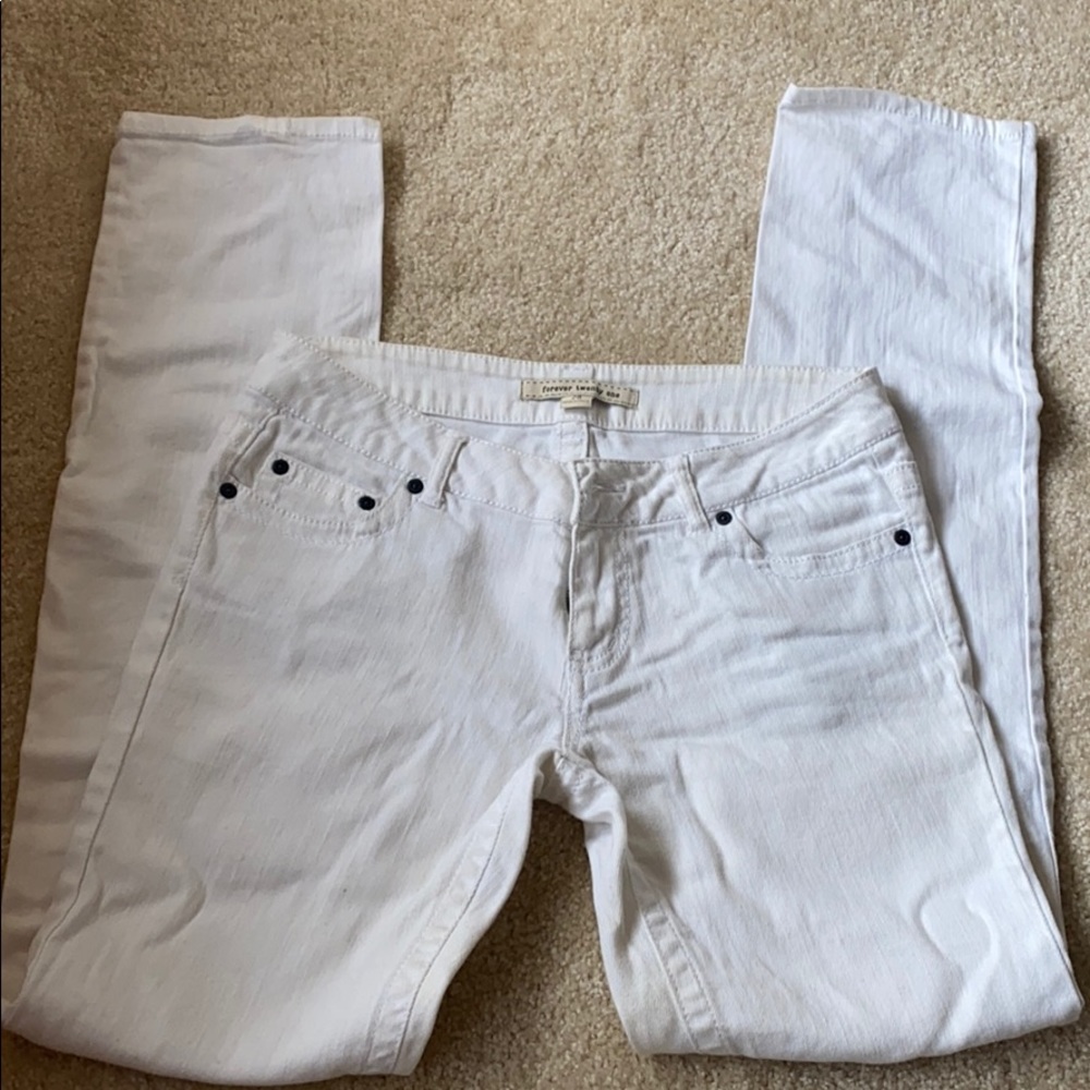 White straight leg jeans